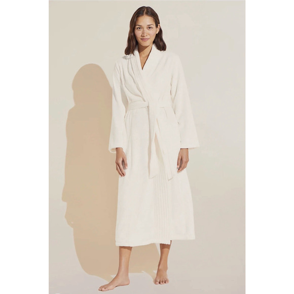 Eberjey Women Small Robe Chalet Belted Plush Cloud Ivory - Picture 1 of 10